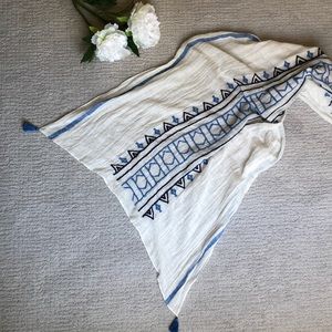 Blue Embroidered Spring Scarf or Shawl NWOT